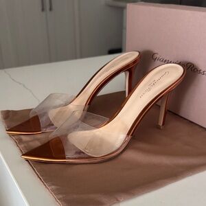 Gianvito Rossi Women's Clear PVC Mule Heels in Autumn Metallic Orange